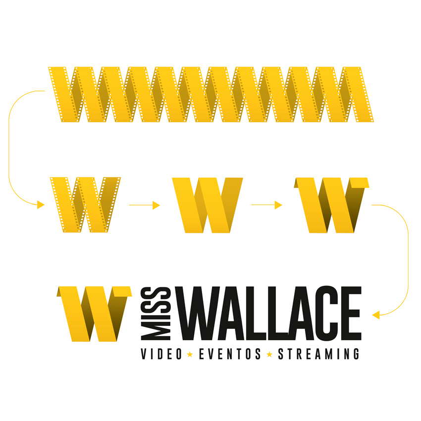 Construcción del logotipo de Miss Wallace Productora Audiovisual